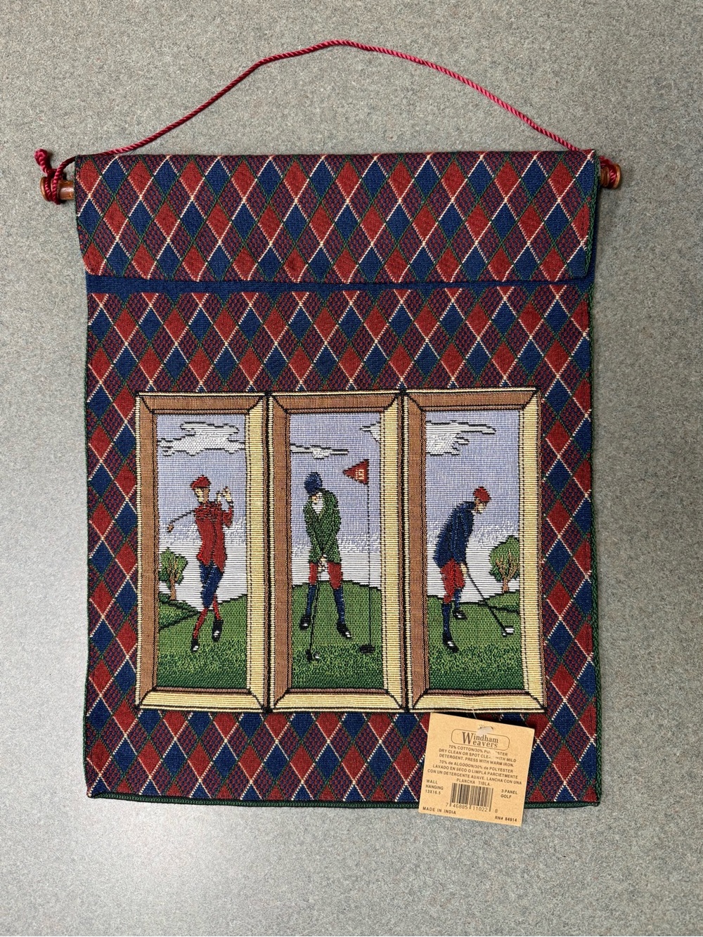 Windham Weavers Golf Tapestry Wall Hanging Banner Vintage